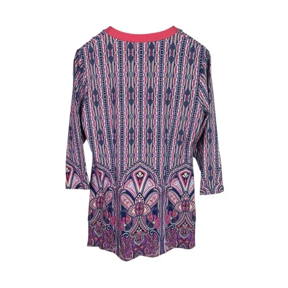 J. McLaughlin‎ Women's Size Medium Catalina Cloth 3/4 Sleeve Top Tunic - Picture 2 of 8